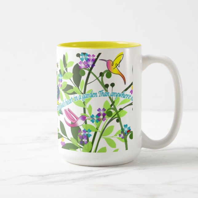 Hummingbird Coffee Mug 15 oz Yellow (Right)