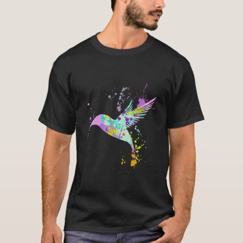 Hummingbird Colorful Art Bird Lovers Gift Wildlife T_Shirt