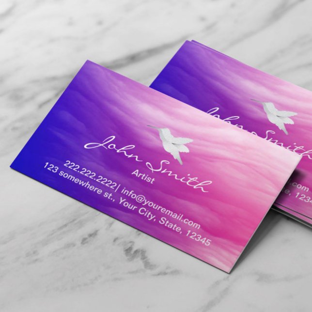 Hummingbird & Colorful Clouds Artist Business Card (Creator Uploaded)