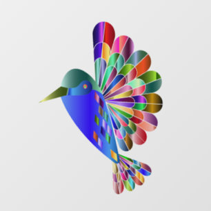 HUMMINGBIRD COLORFUL STAINED GLASS WINDOW CLING