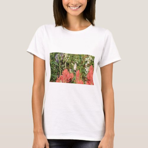 hummingbird coral red flowers T_Shirt