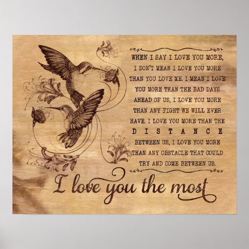 Hummingbird Couples I Love You Wedding Gifts Poster