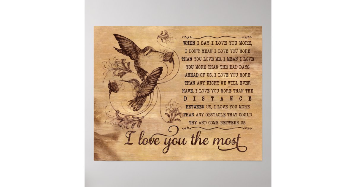 Hummingbird Couples I Love You Wedding Gifts Poster | Zazzle