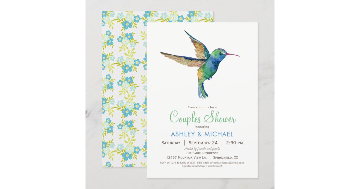 Hummingbird Couples Shower Invitation | Zazzle