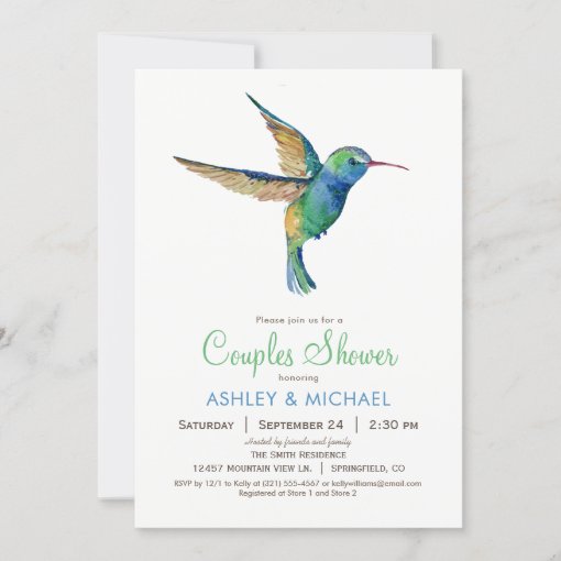 Hummingbird Couples Shower Invitation | Zazzle