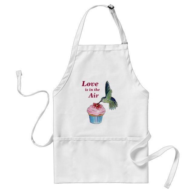 Hummingbird Cupcake Love is in the Air Adult Apron (Front)