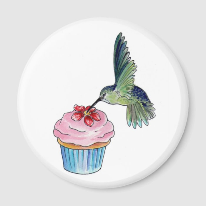 Hummingbird Cupcake Love is in the Air Fridge Magnet