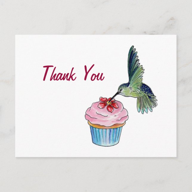 Hummingbird Cupcake Love Postcard (Front)