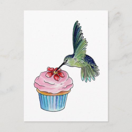 Hummingbird Cupcake Love Postcard