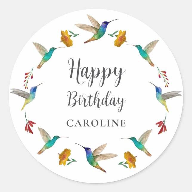 Hummingbird Custom Birthday Sticker (Front)