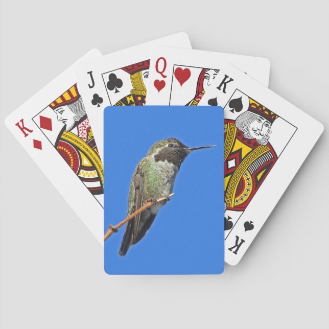 Hummingbird Cute Bright Blue Sky Photo Small Bird Poker Cards (Back)