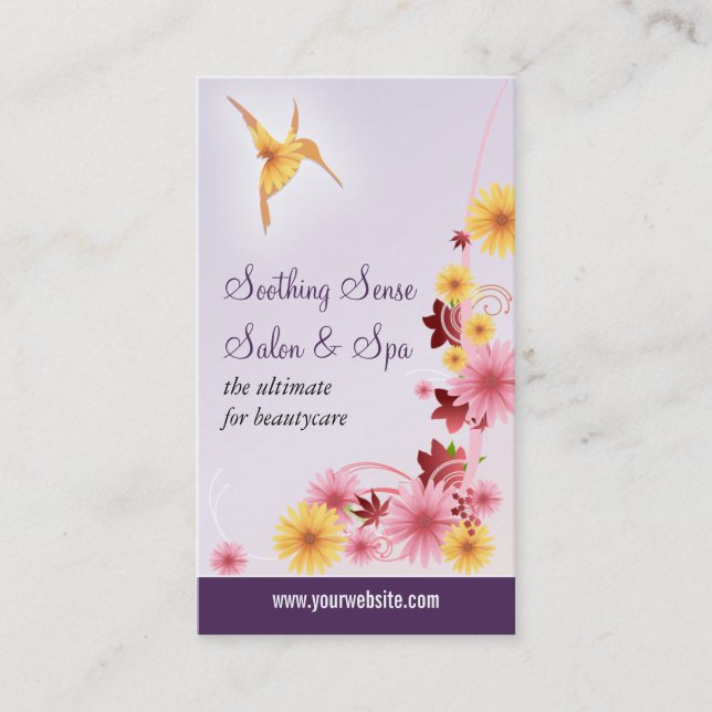 Hummingbird Daisy Aesthetics Salon Business Card (Front)