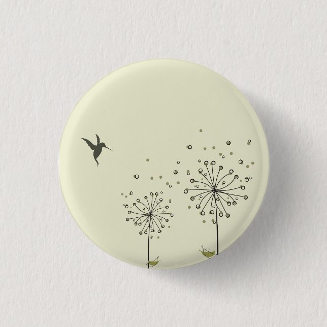 Hummingbird & Dandelion Button (Front)