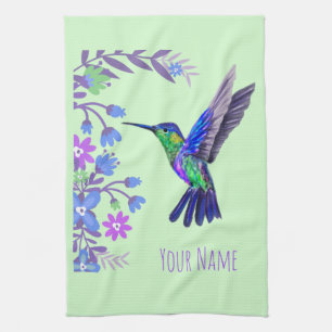 Hummingbird Design Botanical Flowers Bird Lovers Kitchen Towel