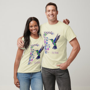 Hummingbird Design Botanical Flowers Bird Lovers T-Shirt
