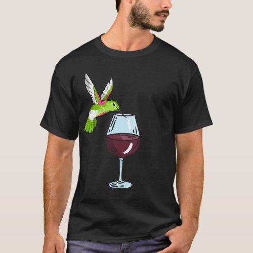 Hummingbird Drinking Wine Birdwatching Hummingbird T_Shirt