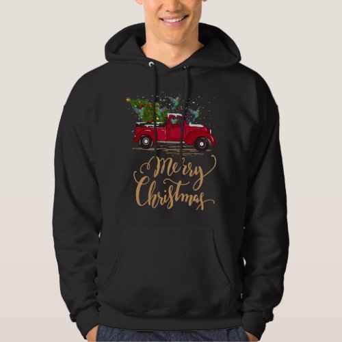 Hummingbird Driving Christmas Tree Truck Hummingbi Hoodie