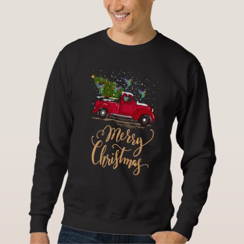 Hummingbird Driving Christmas Tree Truck Hummingbi Sweatshirt