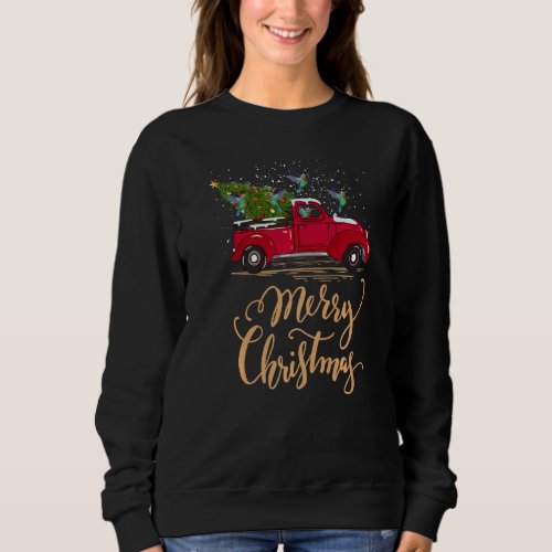 Hummingbird Driving Christmas Tree Truck Hummingbi Sweatshirt