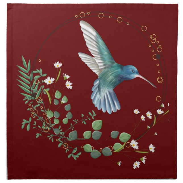 Hummingbird Eisvogel Life Watercolor Cloth Napkin (Front)