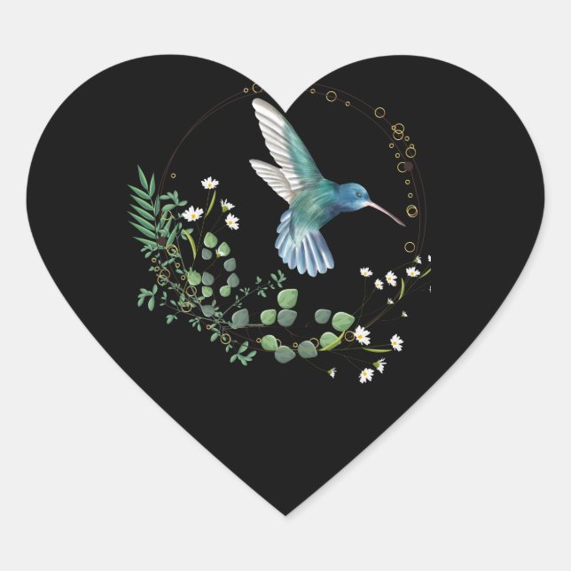 Hummingbird Eisvogel Life Watercolor Runder Heart Sticker (Front)