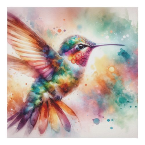 Hummingbird Elegance AREF756 _ Watercolor Faux Canvas Print