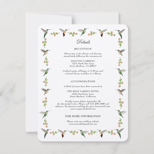 Hummingbird Enclosure Card (Front)