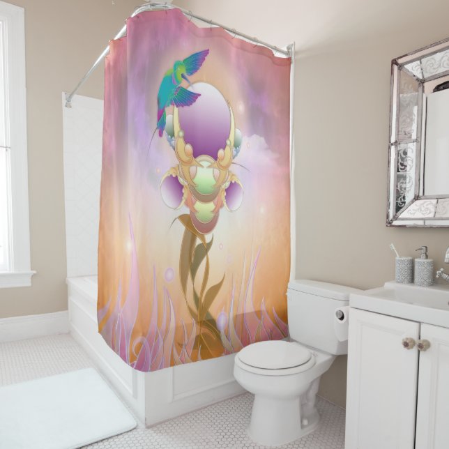 HUMMINGBIRD EYES FOR IRIS SHOWER CURTAIN (In Situ)