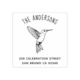 Hummingbird Family Address Delicate Sweetness Rubber Stamp