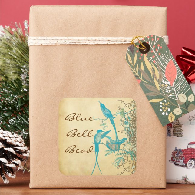 Hummingbird Family Swirl  Square Sticker (Holiday)