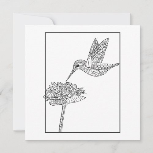Hummingbird Flat Card Black and White