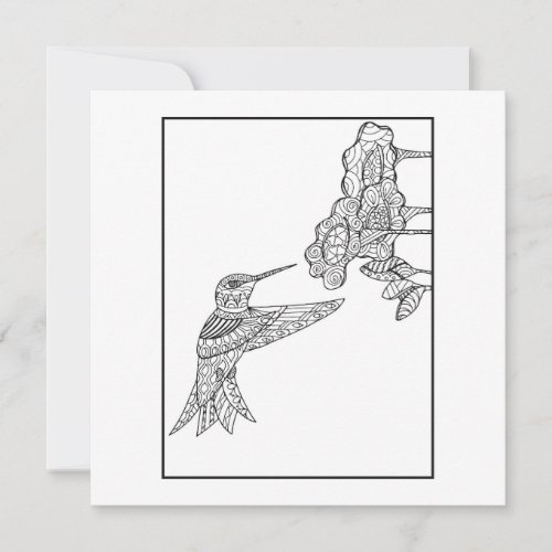 Hummingbird Flat Card _ Color it Yourself