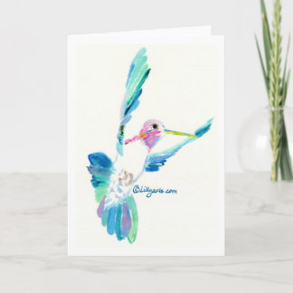 Hummingbird Flight Fine Art Painting Card