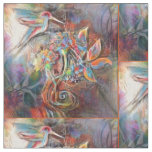 Hummingbird Flight Soft Pastels Art Fabric