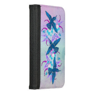 Hummingbird Floral Art Deco iPhone 8/7 Wallet Case