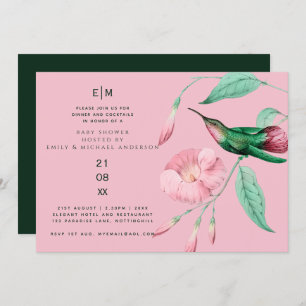Hummingbird Floral Baby Couples Shower Modern Invitation