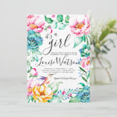 Hummingbird Floral Baby Shower Invitation (Standing Front)