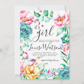 Hummingbird Floral Baby Shower Invitation (Front)