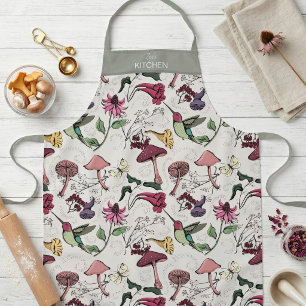 Hummingbird Floral Botanical Vintage Apron