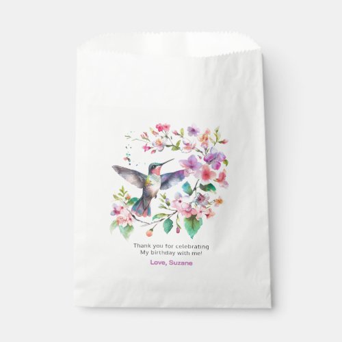 Hummingbird Floral Bouquet Reath Favor Bag