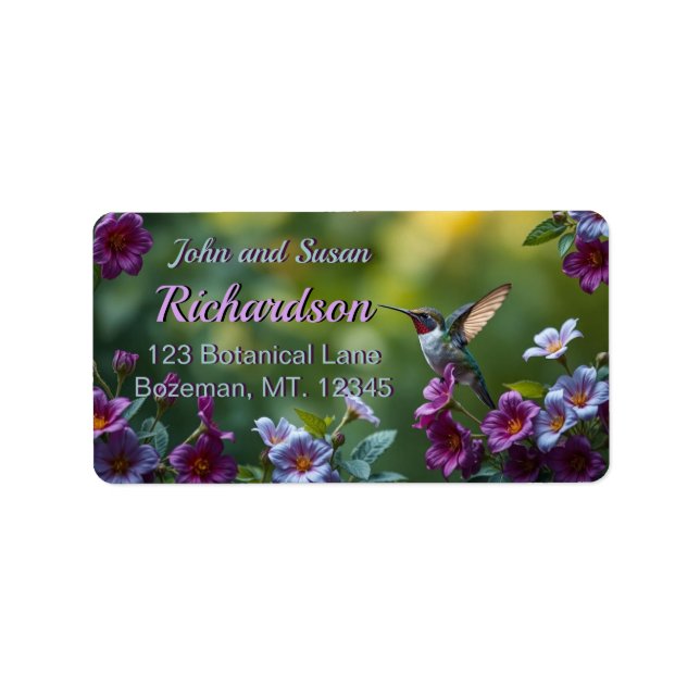 Hummingbird Floral Design Address Label (Front)