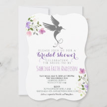 Hummingbird Floral Elegant Lilac Bridal Shower