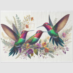 Hummingbird Floral Fauna Decoupage Tissue Paper