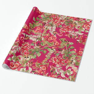 Hummingbird Floral Garden Flowers Wrapping Paper