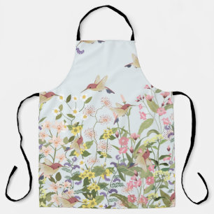 Hummingbird Floral Garden Vintage Illustration Apron