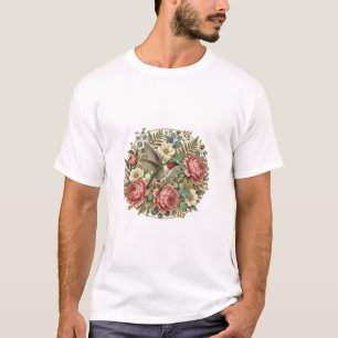 Hummingbird Floral Medallion Botanical T-Shirt