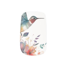 Hummingbird Floral Nail Wraps