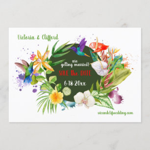 Hummingbird Floral Save the Date Announcement