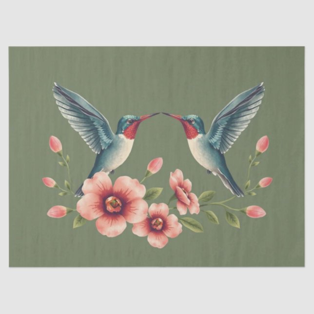 Hummingbird Floral  Tissue Paper (Front)