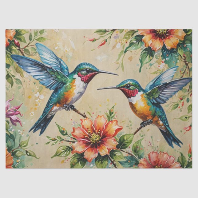 Hummingbird Floral  Tissue Paper (Front)